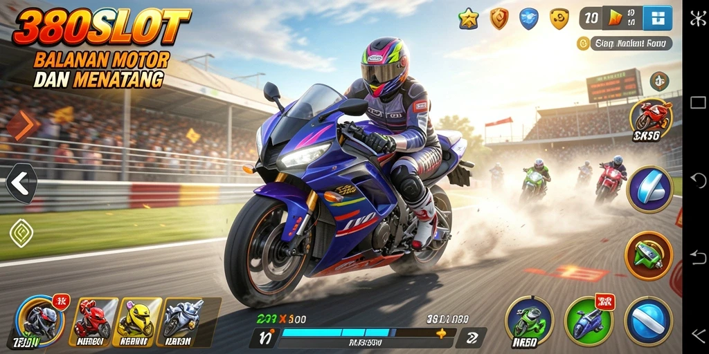 Tampilan menegangkan dari balapan motor di 380SLOT.