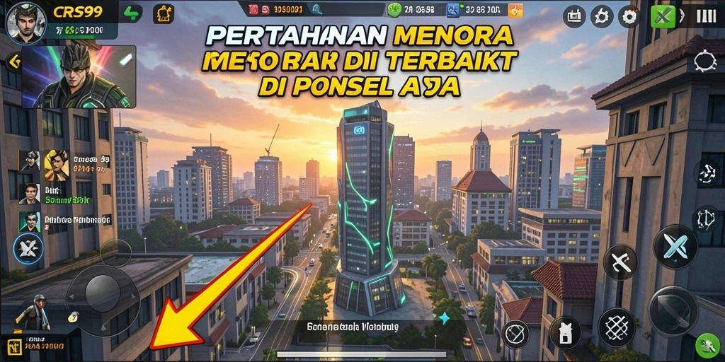 Tangkapan layar gameplay CRS99 menunjukkan aksi seru dalam Tower Defense.