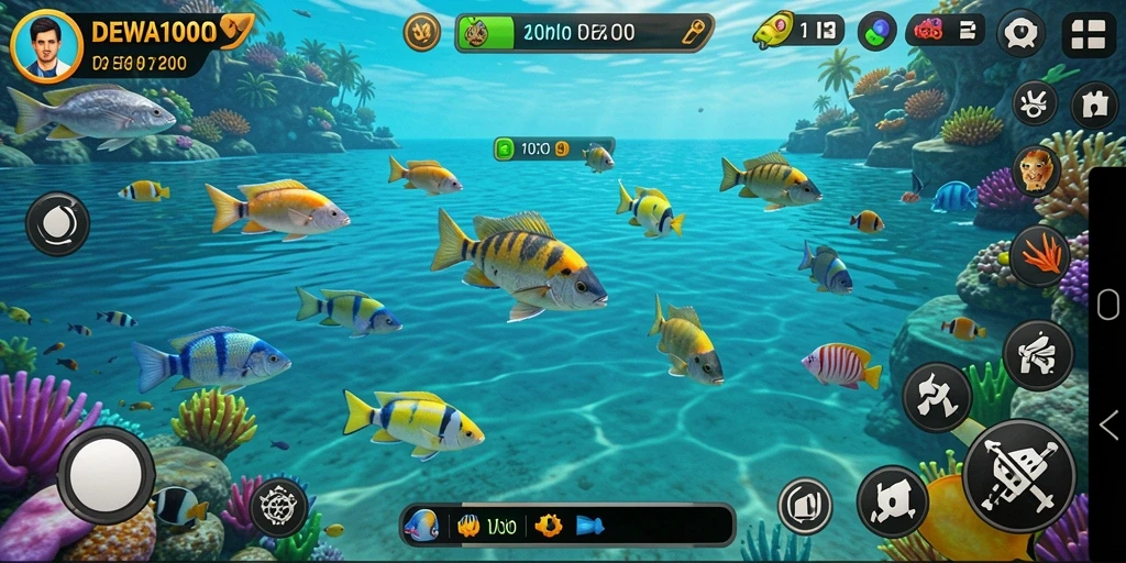 Tampilan gameplay menembak ikan yang mendebarkan di DEWA1000.