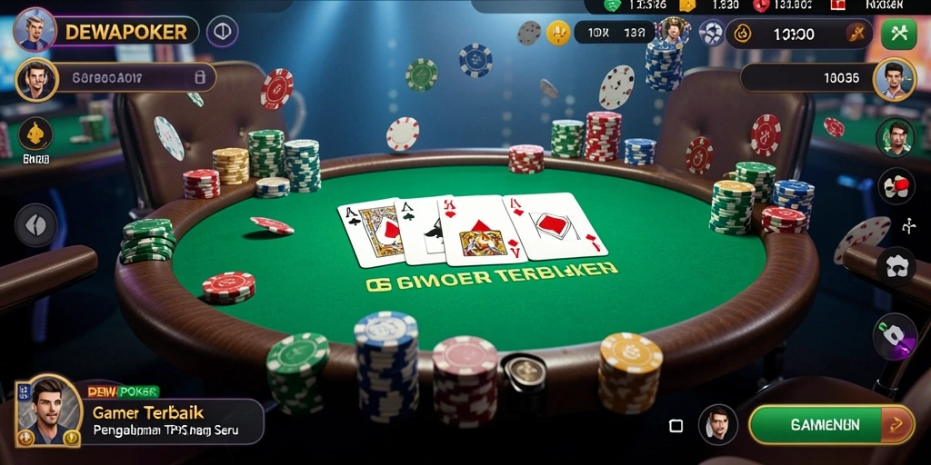 Tampilan gameplay poker seru di DEWAPOKER.