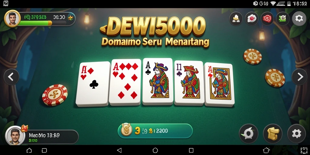 Screenshot game DEWI5000 menampilkan aksi seru dalam permainan domino.