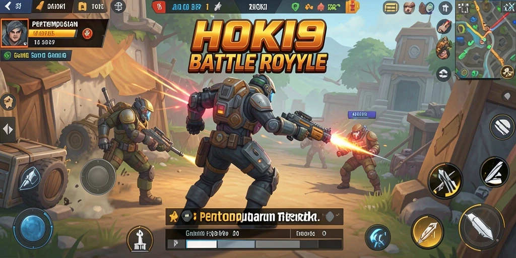 Screenshot HOKI9 menampilkan aksi seru dalam pertempuran Battle Royale.