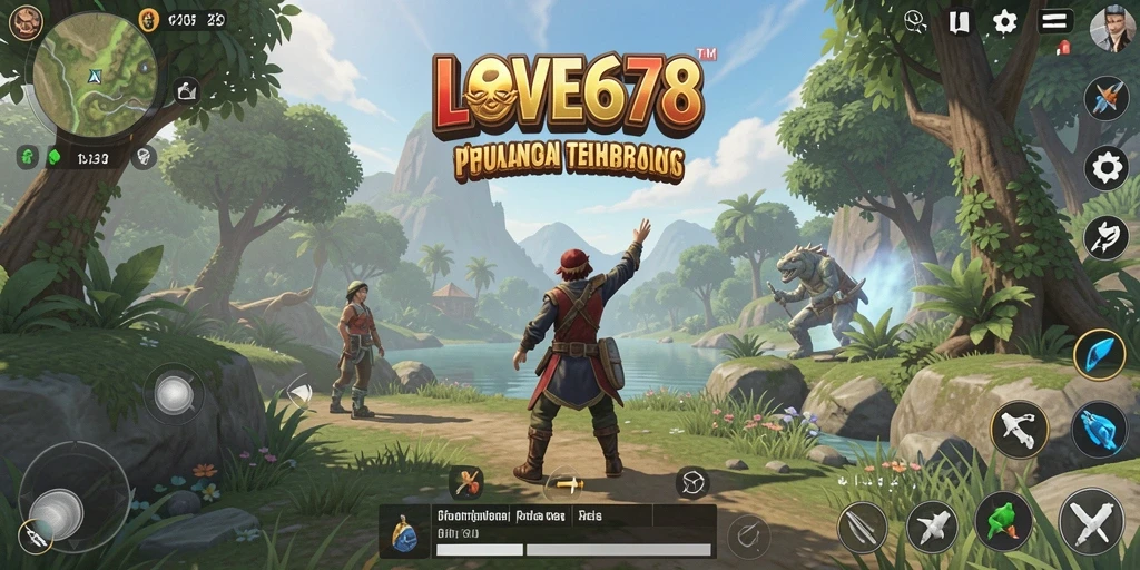 Tangkapan layar menunjukkan aksi menarik dalam dunia Open World LOVE678.