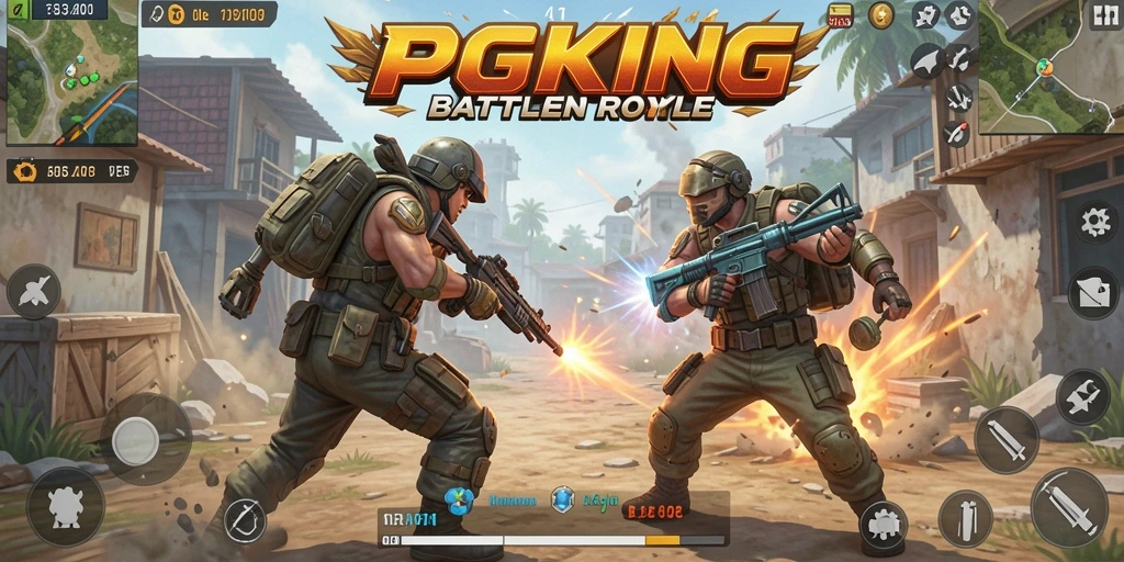 Tampilan gameplay seru dari pertarungan Battle Royale di PGKING.