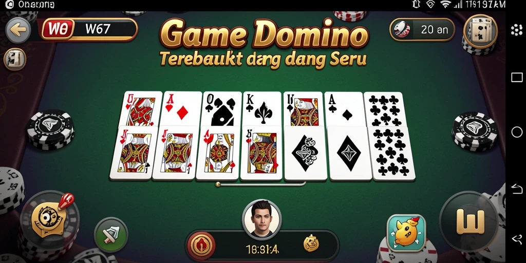 Tampilan gameplay W67 yang mendebarkan saat bermain Domino.