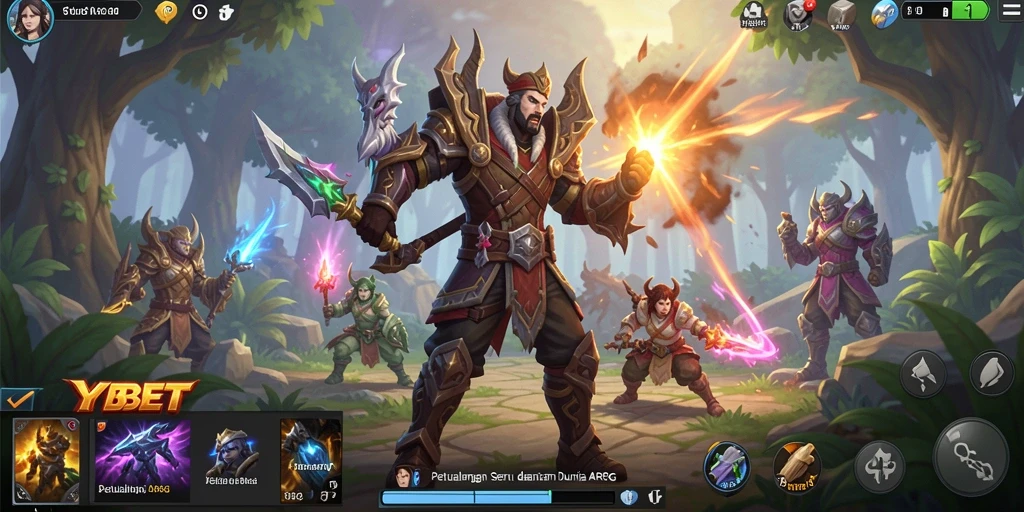 Screenshot menampilkan pertempuran seru di dunia fantasi YYBET.